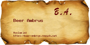 Beer Ambrus névjegykártya